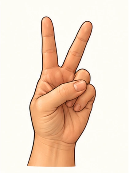 Index and middle fingers raised