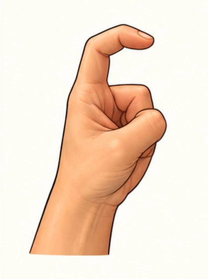 Index finger curled into a hook